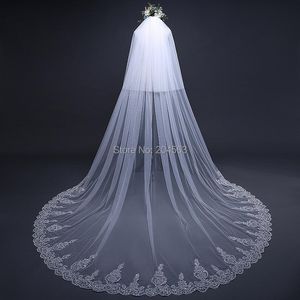 Bridal Veils Stunning Two-Layer Tulle Long Wedding Sequined Lace With Comb