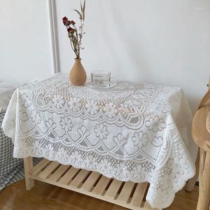 Table Cloth European Style Lace Tablecloth Knitted Bedside Cover Rose Flower Desk Vintage Desktop Decoration For Bedroom