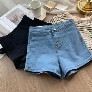 Frauen Shorts Hohe Taille Elastische Denim Frauen Frühling Sommer Sexy Blau Wrap Hüfte Dünne Enge Hosen Damen Kleidung