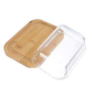 Tallrikar 1pc Creative Butter Dish Practical Cake Tray med glasskydd för hemkök