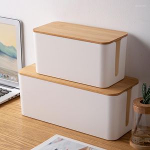 Storage Boxes Cable Box Socket Organizer Black White Cord Tidy Network Line Container Charger Management