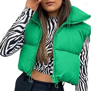 Women's Vests Womens Fall Winter Outerwear Solid Color Puffer Down Zipper Sleeveless Jackets Coat Stand Up Collar Warm Vest Waistcoat