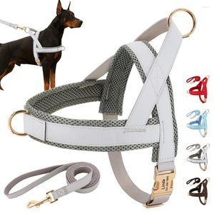 Dog Collars Personalized Harness Leash Set No Pull Harnesses Adjustable Pet Vests For Small Medium Large Dogs Pets Walking Lead Rope