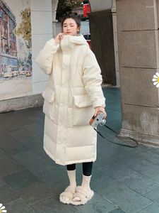 Kvinnors trenchrockar Kbat Warm Parkas Winter Coat Women 2023 Overdimensionerad jacka Söt huva Loose Ladies Korean Fashion Black Outerwear