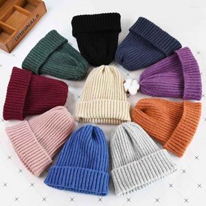 Berets Parent-child Knitted Hat Solid Wool Beanie For Kids Warm Soft Trendy Winter Women's Casual Caps Elegant Skullies