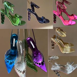 2023 Дизайнерские женские роскошные сандалии на каблуках Sheer Saindals Satin One stem Sexy Peep-Toe Shinn