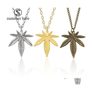 Pendant Necklaces Tree Leaf Necklace For Women Men Boho 3 Colors Maple Long Gold Chain Charm Hip Hop Valentines Day Drop Delivery Je Dhby3