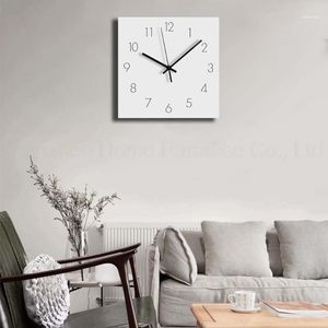 Orologi da parete Grande orologio in legno Design moderno Silenzioso Digitale Quadrato Soggiorno Legno appeso Decorazioni per la casa 12 pollici1