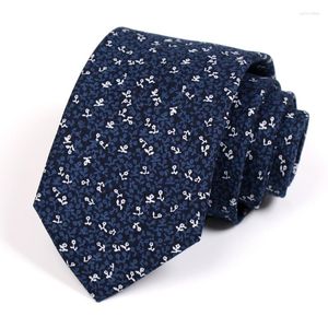 Bow Ties Men's Luxury Business Tie Blue 7cm för män Hög Qulity Fashion Formell slips Gentleman Work Party Neck med presentförpackning