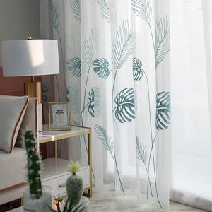 Curtain Leaf Embroidered Tulle Curtains For Bedroom The Livingroom Window Treatments Pastoral Sheer Voile Kitchen Drapes Decor