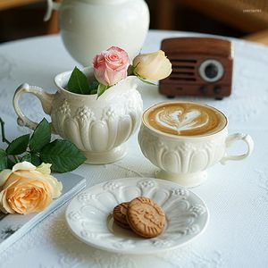 Cups Saucers Creative Coffee Cup Set Ramadan White Bone China Breakfast Mug Milk Ceramic Taza Ceramica Home Drinkware Gifts