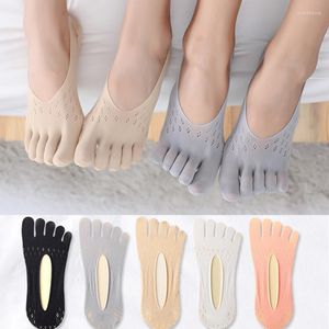 Kvinnors strumpor 1Pair Fashion Summer Breattable Thin Toe Slippers Lady High Heel Invisible Silicone Anti-Skid Five Finger