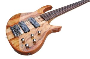 LVYBEST 6 STRINGS Electric Bass Guitar med Chrome Hardware Map Pattern Top Ge anpassad service