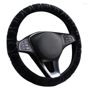 Steering Wheel Covers Three-Dimensional Embossed Plush Car Braid Cover Wrap Suitable For 37-38CM/14.5"-15" M Size Hand Bar Protecter