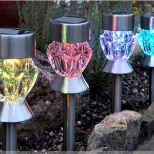 Solar Stainless Steel Crystal Colorful Light White Lawn Garden Street