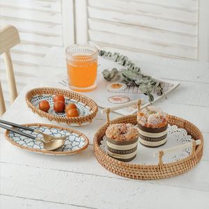 Piatti Creativo Rattan Piatto in ceramica intrecciata a mano Cesto di frutta Piatto da colazione per colazione Piatto da pranzo Vassoio da dessert Snack Caramelle Cucina