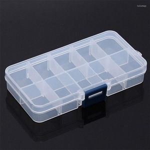 Aufbewahrungsboxen 10 Gitter Einstellbare transparente Kunststoffbox für kleine Komponenten Schmuck Werkzeug Perlenpillen Organizer Nail Art Tip Case