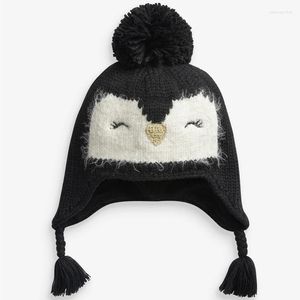 Beretti cappello Kids Boy Inverno Flap Beanie Girl Fleece Knit Knit Penguin Animal Accessorio per sci all'aperto per Toddlers Baby
