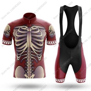 Designer 2022 Retro Skeleton Cycling Jerseys Set Summer Mens Skull Cycling Clothing Road Bike Shirts Suit Bicycle Bib Shorts MTB Cyklisme