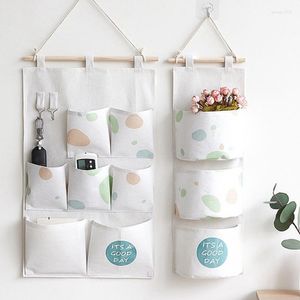 Storage Boxes 3/7 Pockets Nordic Wall Hanging Bag Linen Door Pouch Underwear Socks Closet Room Organizer Wardrobe