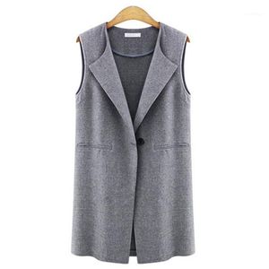 Coletes femininos moda de tamanho ou outono inverno quente feminino senhoras sólidas mangas com casaco comprido cardigan gilets coletes fora