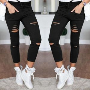 Kvinnors byxor rippade jeans för kvinnor Kvinnliga byxor i stor storlek Stretch Pencil Leggings 2023