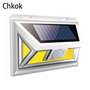 Lâmpadas de parede externa LED Sensor de movimento solar de luz solar Lanterna de decoração de jardim solar de luz solar