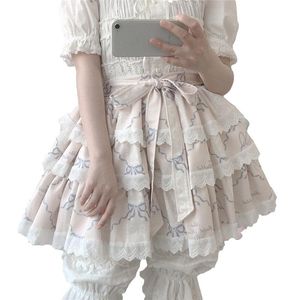 Skirts Harajuku Kawaii Skirt Women High-waisted Lolita Girls Summer Bandage Cute Cosplay Gothic Black Layered Lace Tutu