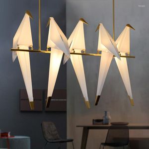 Pendant Lamps Gold Bird Cage Lamp Living Room Bedroom Origami Light Kitchen Dining Paper House Hanging Lighting Fixtures