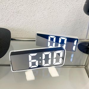 Table Clocks Mirror Digital Alarm Clock LED Large Screen Date Display Temperature Measure Battery Charging Mode Electronic Watch Desk Decor