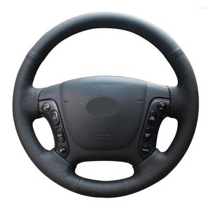 Steering Wheel Covers Hand Sew Black Artificial Leather Car Accessories Cover For Santa Fe 2007 2008 2009 2010 2011 2012