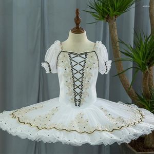 Stage Wear requintado de alta qualidade para crianças meninas concurso de desempenho adulto concurso branco balé profissional tutu