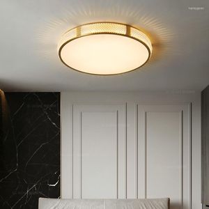 Luzes de teto Lâmpada de quarto principal All Copper Light Luxury Pequeno apartamento Varanda Varanda Sala de Modelo de Cozinha da passarela