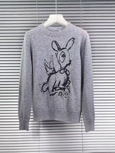 2024 Women Cotton Sweater Rabbit Year Angle Dear Sweater Pullovers Cotton Grey Anti-Ball Top Jumper New