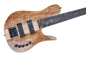 LvyBest 5 str￤ngar Ash Body Electric Bass Guitar med aktiva pickups FRETS LINE SVART HARDWARE tillhandah￥ller anpassade tj￤nster