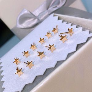 Studörhängen Yunli Real 18K Rose Gold Pure AU750 Simple Star Design för kvinnor Fin smycken gåva