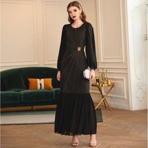 Etnik Giyim Kaftan Abayas Kadınlar İçin Dubai Gece Elbiseleri Elastik Eid Mübarek Abaya Elbise Türkiye Siyah Müslüman Kaftan Marocain Djellaba