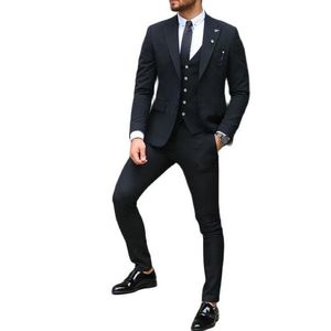 Men's Suits & Blazers Summer Terno Masculino 3 Pieces Black Two Button Mens Suit 2023 Slim Fit Tailor Made Groom Wear Wedding Business Tuxed