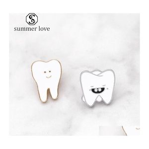 Pins Brooches Fashion Cartoon Teeth Enamel Pin For Women Dentist Hospital Lapel Hat Bag Pins Denim Shirt Brooch Jewelry Gift Drop De Dhfo7