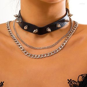 Chains IngeSight.Z Black Color PU Leather Rivet Choker Necklaces Goth Gothic Link Chain Collar For Women Neck Collier JewelryChains Gord22