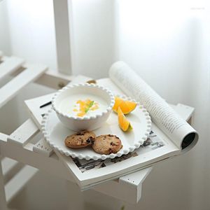 Plates Simple Style Ceramic Pearl Shape Plate Home Dish Western Steak Dessert Fruit Rice Bowl White Sushi Dumpling