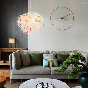 Hängslampor atmosfär färgglad blad lampa design sens sovrum vardagsrum dekoration ins stil romantisk tyg hängande