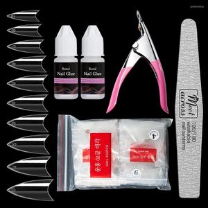 False Nails 500pcs Glue File Set Clear Natural French Full Nail Fake Manicure Acrylic Art Display Training Tools