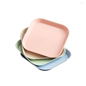 Placas lanche multifuncional inquebrável 4pcs Conjunto saudável -Grade PP Dinner Lawes Plate Square Plate Pires