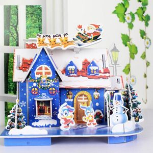 Decorações de Natal Crafts House Diy Doll Toy 3D Modelos de artesanato de papel Puzzle Toys Natal Crianças favorecem presentes manual de três dimensões