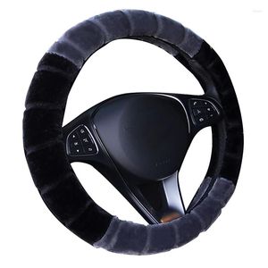 Steering Wheel Covers Double Color Plush Car Cover Wrap Suitable For 37-38CM/14.5" -15" M Size Soft Universal Hand Bar Protecter Case