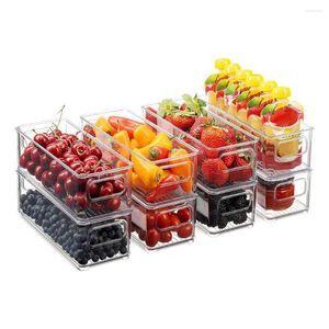 Aufbewahrungsboxen Küchenkühlschrank Organizer mit Griffen Klar Obst Gemüse Getränke Box Stapelbares Kunststoff Frischwecker