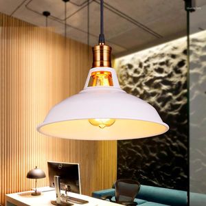 Pendant Lamps European Retro Iron Art Lights White&black Shade Hang Lustres De Sala E27 LED Lamp For Porch&stairs&studio CYDD017