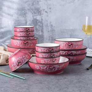 Bowls Glazed Bowl 4.5 / 5 Inch Pumpkin Household Ceramic Rice Noodle Soup Salad Mixing