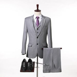 Ternos masculinos Blazers Blazers de peito único Ocidental Grey Ocidental Business Office Daily Banquet Wedding Groom 3 peças Setmen's